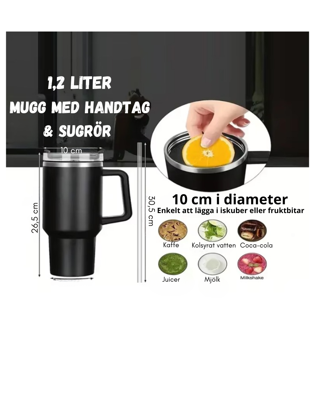 Isolerad vattenflaska med sugrör