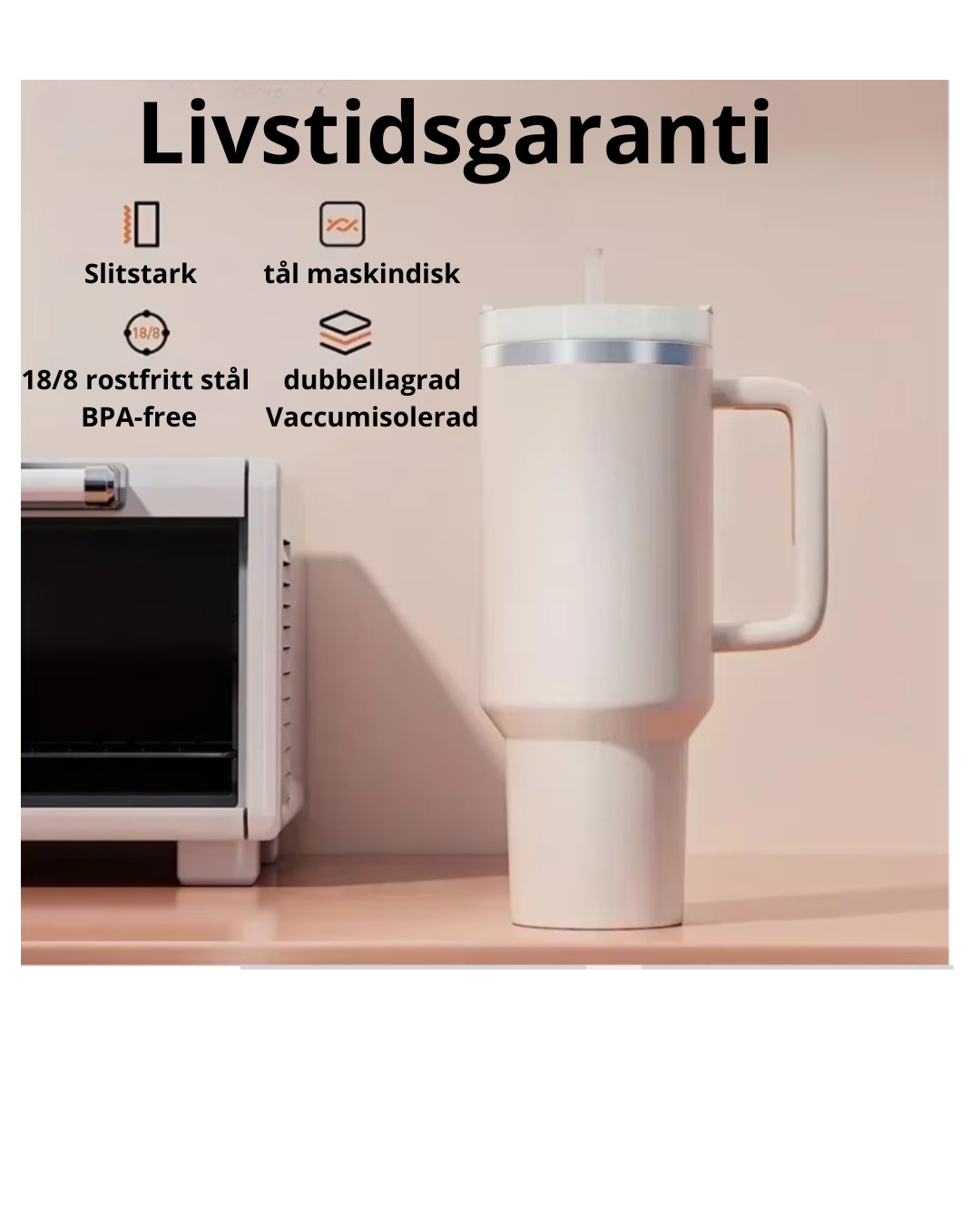 Isolerad vattenflaska med sugrör