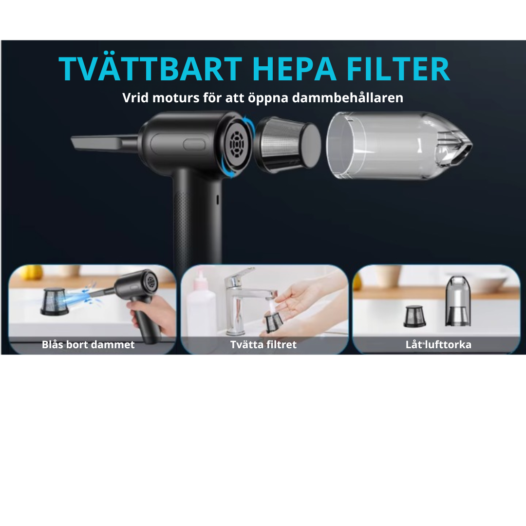 3 i 1 elektrisk och portabel tryckluft & dammsugare